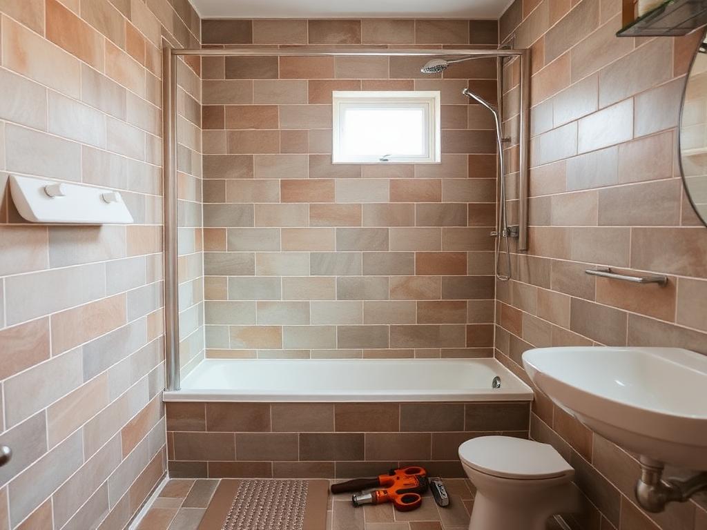 Bathroom renovation being tiled in Stellenbosch by Boland Bou