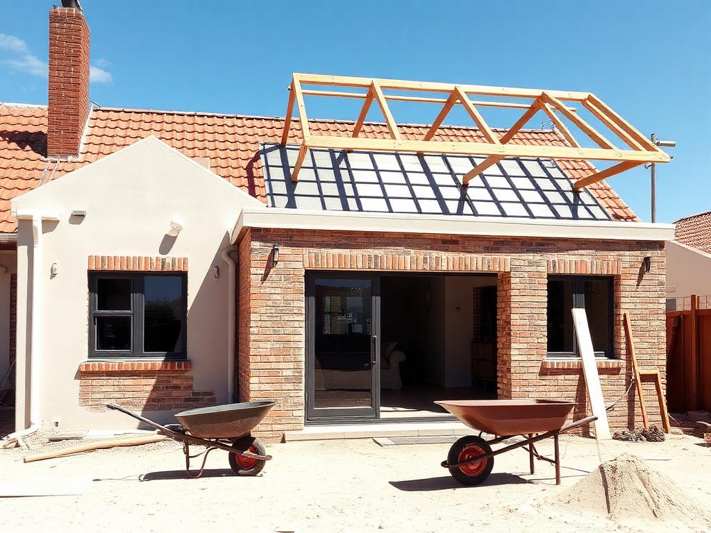 Home extension under construction in Malmesbury by Boland Bou