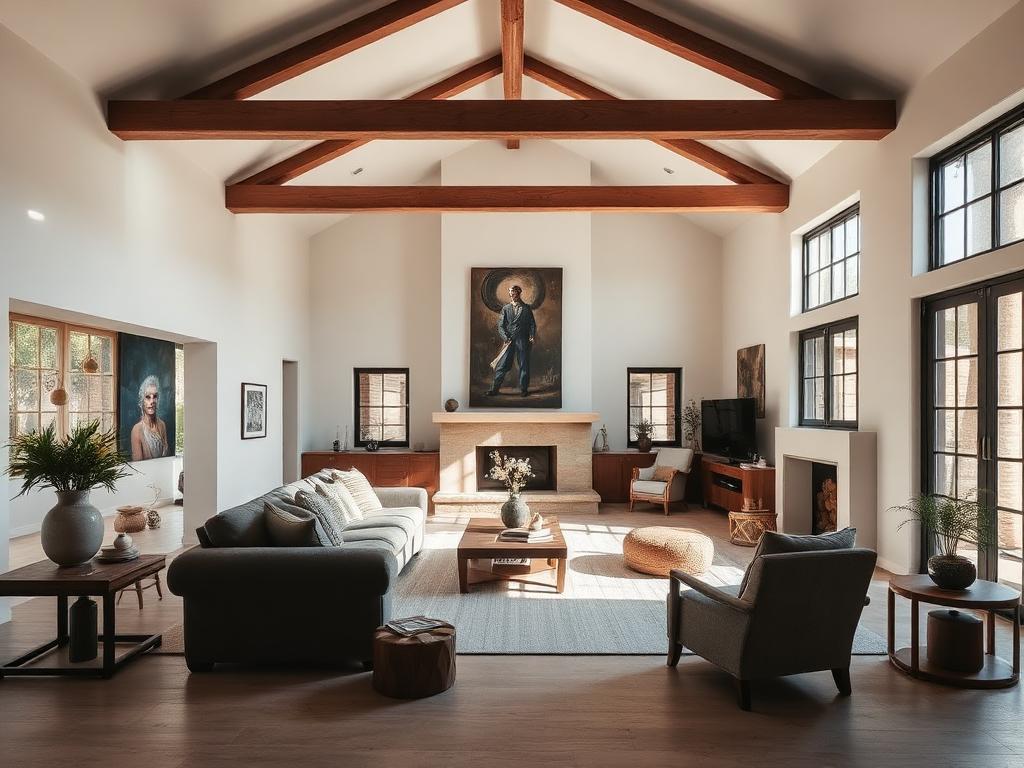 Renovated open-plan living room in a Boland farmhouse by Boland Bou