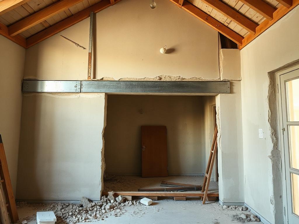 Structural alteration with a new steel beam installed by Boland Bou
